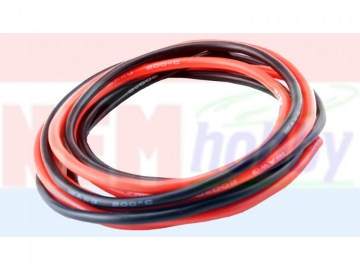 Silicone cables 16AWG x2mtr. -1Black+1Red